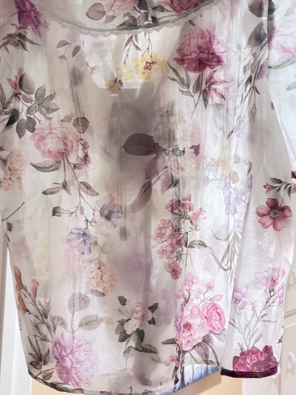 Lucky & Coco Floral Ruffled Sheer Blouse in Multi-Color - Picture 2 of 3